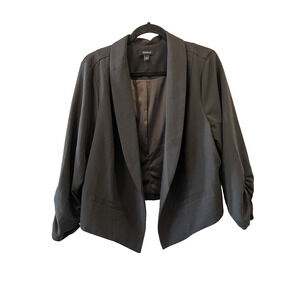 Torrid Black Blazer Jacket SZ 2- XXL Cinched Sleeve Open Front HI-Low Career